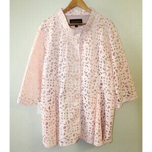 Moshita Couture Womens Pink Lace Button Front Blazer Jacket 4XL NWT